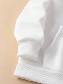Graphic Print Hoodie, Drawstring Casual Hooded Sweatshirt For Winter & Fall, Women's Clothing - 白色 - 查看 3