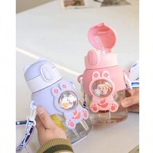 1 件 600 毫升/20.29 盎司塑料水瓶，夏季吸管杯，运动、健身、户外旅行、返校用品便携式水瓶水瓶刷 - 綠色 - 查看 2