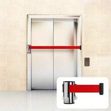 Queue Barrier Belt 5M Wall Mounted Retractable Red Security Belt Rope Barrier With Stainless Steel Support For Outdoor Ribbon Control Crowd