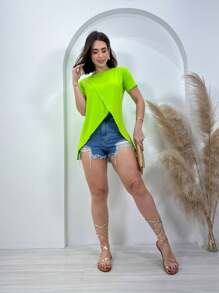 Swisz Women T-Shirts - 青檸色 - 查看 2