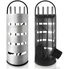 Froadp Fireplace Accessories 5Pcs Stainless Steel Fireplace Covers With Cover And Privacy Screen For Kitchen Home Living Room Home Accessories Decorative Fireplace Cleaning Kit Silver - Perak - View 1