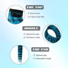 3pcs/Set Synthetic Long Straight Clip-In Hair Extensions For Women, Colorful Zebra Stripe Feather Design, For Halloween, Daily Wear, Party