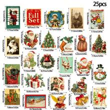 25 件圣诞贴纸，圣诞节时尚装饰品，适用于笔记本电脑水瓶信封礼品标签工艺品窗户滑雪板圣诞派对礼品 - 彩色 - 查看 2