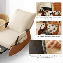 AYYDS Rocking Chair With Footrest, Multifunctional Relaxing Chair With Metal Frame, Sleeping Chair, Leisure Reading Chair For Living Room Bedroom