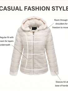 Women Faux Fur Coat Fleece Fuzzy Hooded Fluffy Shearling Sherpa-Lined Jacket - Màu be - Xem 8