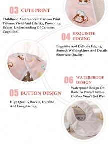 1/2/3pcs Pink Random Pattern Baby Cartoon Rabbit And Dinosaur Pattern Bibs, Suitable For All Seasons, Fashionable Pure Pink Baby Bibs, Suitable For Daily Dining, Baby Waterproof U-Shaped Snap Bibs, With Floral Crystal Velvet Fabric, Feeding Bibs - Pink-random Pattern - View 7