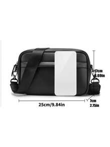 Bolso bandolera estilo coreano, bolso de hombro, bolso cuadrado, bloque de color con estampado de molino de viento vintage aleatorio de PU, impermeable, multifuncional, casual, versátil, de negocios, para estudiantes universitarios, hombres, deportes, bolso de mensajero, regalo para novio, bolso bandolera para hombres, mini bolso, bolso pequeño, bolso de oficina, bolso bandolera, bolsos laterales para hombres, artículos de nueva vida para estudiantes, artículos esenciales para hombres, bolso de moda para hombres, útiles escolares de graduación, bolso pequeño para hombres, bolso de Body para hombres, bolsa, bolsa de cámara, festival, Día de San Valentín - Negro - Ver 8