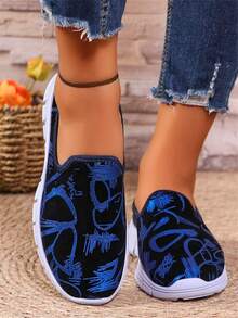 1 Đôi Giày Thể Thao Thường Ngày Cho Nữ Mềm Mại & Thoáng Khí Giày Đế Bằng Cho Con Bú - Màu xanh lam - Xem 2