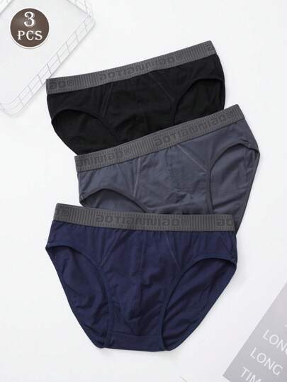 3 sztuki męskich oddychających majtek z nadrukiem w średnim stanie