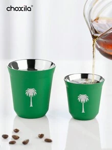 choxila 1个不锈钢咖啡杯，沙特国庆节礼物，绿色棕榈树图案咖啡杯，冰美式咖啡杯，户外露营水杯，茶杯返校 - 咖啡杯 - 查看 8