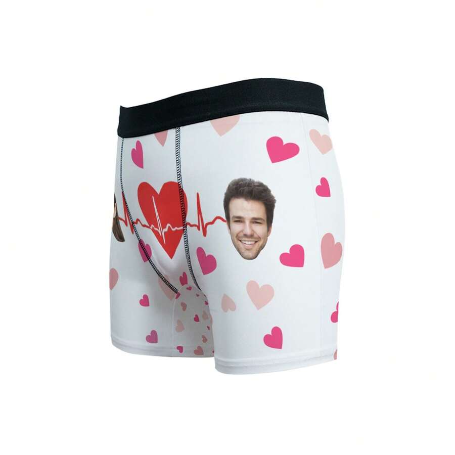 [DIY] Customized Funny Briefs, Men's Underwear, Portrait Photo Custom Briefs, Gift & Novelty, Humorous Face Replacement Lightweight Breathable Quick-Dry Comfortable Material, Gift For Friend/Partner, Party/Birthday Gift - White - View 1