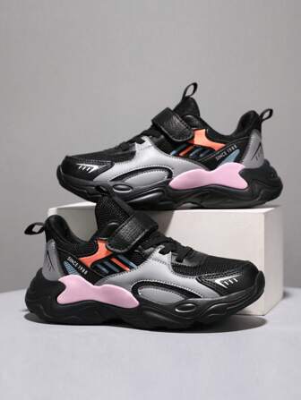 New Boys' Fashionable Casual Breathable Mesh Contrast Low-Top Sports Sneakers, Anti-Slip Shock-Absorbing Bouncy Running Shoes, Suitable For Outdoor Activities