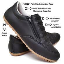 Women's Moccasin Sneakers Mocatenis Leather Comfortable Casual Lightweight New Release - màu đen - Xem 4