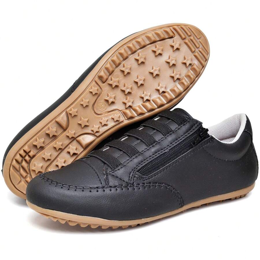 Women's Moccasin Sneakers Mocatenis Leather Comfortable Casual Lightweight New Release - màu đen - Xem 1