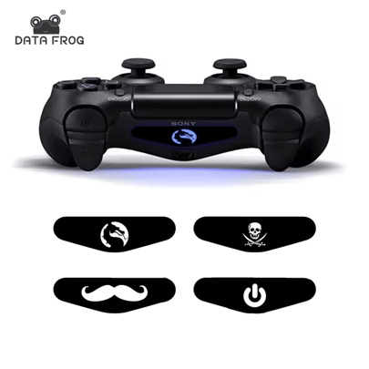 DATA FROG 4PCS Black LED Stickers Compatible With PS 4 Game Console Decal Led Lightbar Vinyl Gamepad Sticker Compatible With PlayStation 4