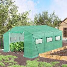 Froadp HDPE+LDPE Film Greenhouse+Galvanized Steel Tubes, With Window, For Tomatoes, Weatherproof, UV Protection (Green) - 4.5x2x2m - View 1