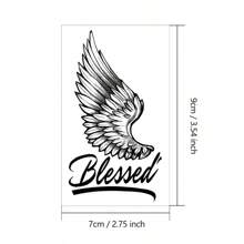 JKCODE TATTOO Independent Designer Sacred Angel Wings & Letter Doodle, Herbal Dye Temporary Tattoo, 15-Day Realistic Tattoo Experience
