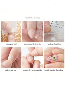 10 件/套美甲果冻凝胶指甲油贴纸，超薄果冻指甲贴纸，双面胶，透明，防水，可重复使用，用于指甲装饰、美甲用品、美甲工具、美甲工具、返校、指甲、按压指甲的美甲工具 - 無色 - 查看 4
