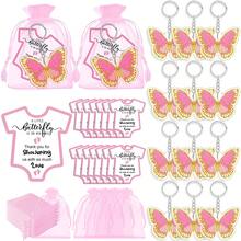 Bộ quà tặng móc khóa hình bướm 32 món bao gồm 12 móc khóa hình bướm và 12 tấm thiệp, 12 túi vải Organza, đồ trang trí tiệc cưới và quà tặng đáp lễ. - nhiều màu - Xem 2