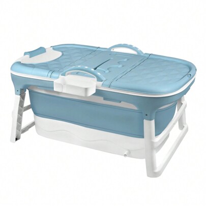  Froadp Folding Travel Bathtub With Removable Lid, Soap Dish, Massage Rollers For Adults, Mobile Bathtub For Small Bathroom