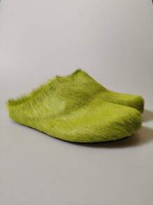 New Fluffy Slip-On Slippers, Autumn Winter Thick Bottom Casual Indoor&Outdoor Home Wear - Green - View 3