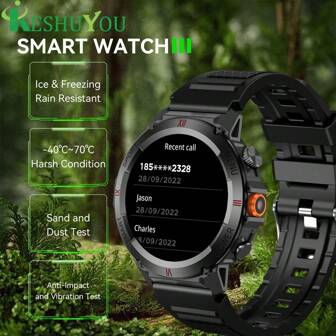  KESHUYOU 2024 New Fashion And Health Smart Watch, 1pc HD Screen Smart Watch, With LED Lighting, Wireless Call, Sports And Fitness Smart Watch, IP68 Waterproof, Compatible With IPhone & Android, Gift