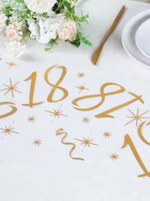 1 قطعة عداء طاولة ذهبي مطبوع بالحرارة لحفلة عيد الميلاد، علم طاولة لحفلة عيد الميلاد 18/30/40/50/60، غطاء طاولة من شبكة البوليستر المطلي بالذهب مقاس 28*275 سم، ديكور حفلة عيد الميلاد والذكرى السنوية، منشفة طاولة عيد الميلاد، ديكور المنزل، ديكور الطاولة، ديكور المطبخ والمائدة، زينة الصحون والأطباق، ديكور ذهبي، عيد الميلاد