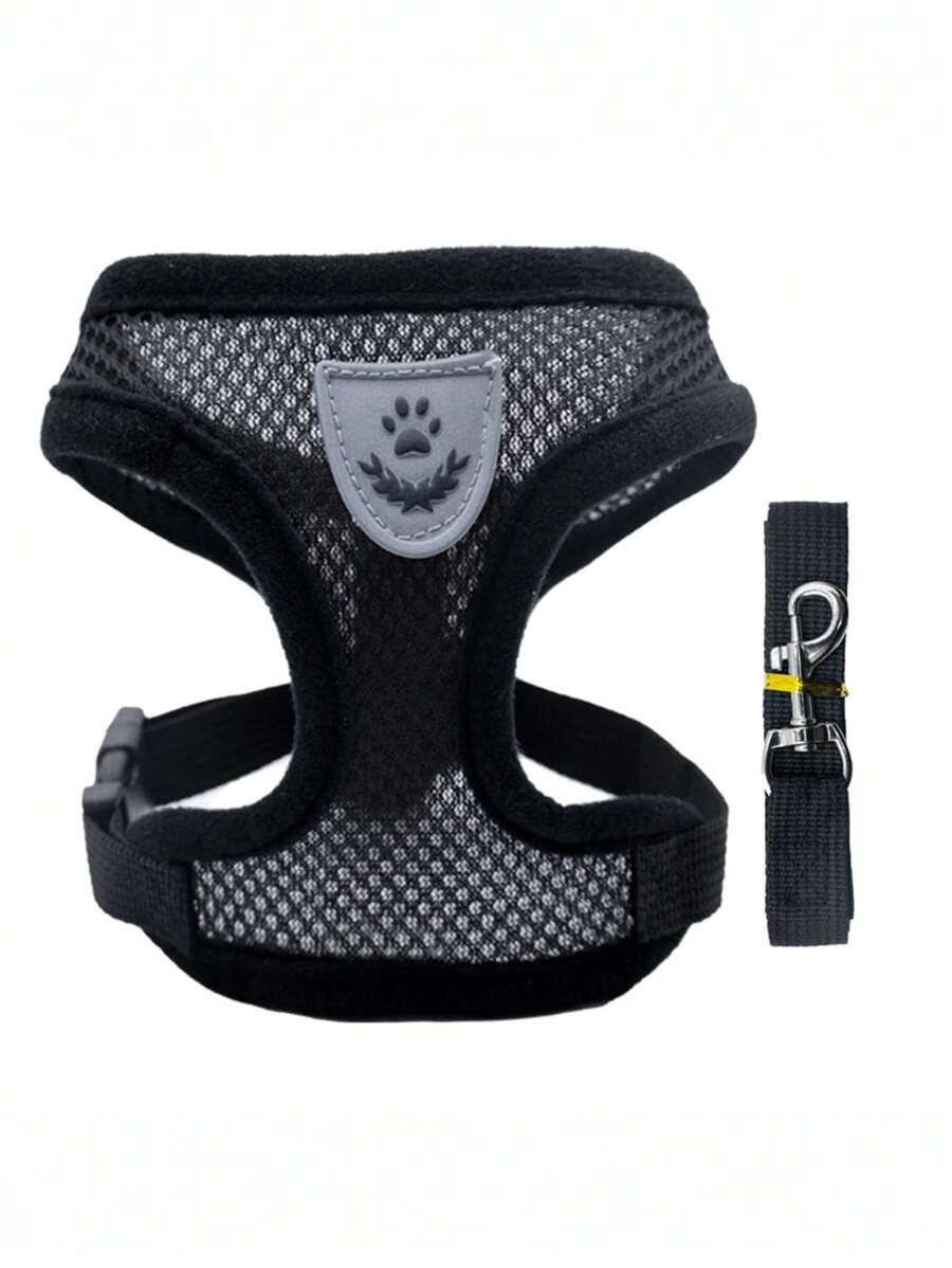 Pet Cat & Dog Leash With Anti Escape Adjustable Chest And Back Strap, Reflective Rope And Collar Set, Soft Breathable Mesh Material, Suitable For Small, Medium And Large Sized Pets