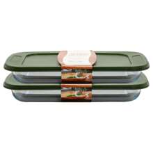 Kit 2 Baking Pans Glass Mold 3L Large Oven Baked Sweets - Minh bạch - Xem 9