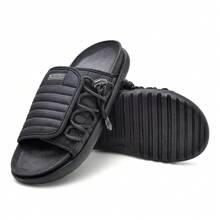 Asuna 2.0 Men's Flip Flops All Black Slide Sports Breathable Classic Breathable Casual Cushioned Slippers - 黑色 - 查看 4