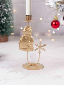 1 pieza Soporte de vela con decoraciones navideñas de árbol de Navidad, cascabel, reno, estrella, adorno navideño para hogar, regalos de Feliz Año Nuevo - Dorado - Ver 6
