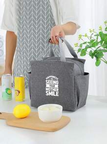 Handheld Insulation Bag Hot Selling Cartoon Letter Thick Insulation Lunch Bag Insulation Bento Bag Double-Sided Pockets Mother's Day Teacher's Day Gift Multiple Patterns Portable Large Capacity Meal Bag