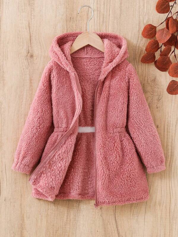 Kurtka z kapturem i zamkiem błyskawicznym dla młodej dziewczyny, zimowa