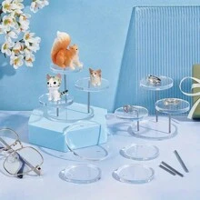 1 Piece Or 1 Set Acrylic Cake Stand, Round Cupcake Stands, Clear Dessert Display, Afternoon Tea Cup Cakes With Crystal Chandelier For Weddings Birthday Party Baby Shower Dinner Table Decor (DIY Requires Self Installation And Easy Operation, The Specific Quantity Of Accessories Is Indicated In The SKU Diagram)Christmas Gift