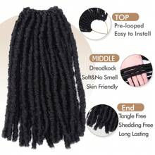 Short Dreadlock Crochet Hair Bundles Synthetic Hair Faux Locs 8 Inches Soft Locs Pre-Twisted Locs Braids Dreadlock Locs 20 Strands/Pack Pre-Looped Crochet Hair For Women Daily Use