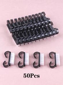 10pcs/50pcs Small Black Nail Brush, Nail Dust Cleaner Brush, Multi-Function Nail Art Brushes - Black - View 10