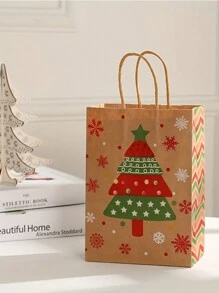 24 个圣诞礼品袋，8.27 英寸 X5.9 英寸 x3.15 英寸大号牛皮纸袋，带手柄圣诞礼品袋、圣诞袋、节日纸袋派对礼品袋圣诞纸质礼品袋 - 彩色 - 查看 4
