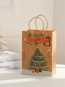 24 个圣诞礼品袋，8.27 英寸 X5.9 英寸 x3.15 英寸大号牛皮纸袋，带手柄圣诞礼品袋、圣诞袋、节日纸袋派对礼品袋圣诞纸质礼品袋 - 彩色 - 查看 5