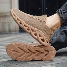 Breathable Lightweight Fashionable Mesh Sneakers For Teens, Unisex Design, Casual Sport Shoes, Walking Shoes - Khaki - View 6