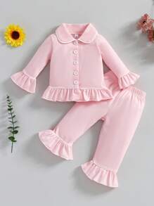 Kleinkind-Schlafanzug-Set mit Knopfleiste für Kleine Mädchen, 9 Monate – 6 Jahre