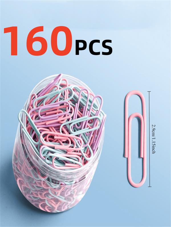 160pcs Multipurpose Colorful Paper Clips, Suitable For Office, Bookmarks, File Organizers, School Supplies Back To School