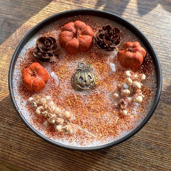 Floral Scented Soy Wax Candles In Iron Tin, Pumpkin Spice Scented Halloween Party Decor Candle (Handmade, Variance In Color & Decor, Pumpkin May Detach During Shipping, Can Reattach & Burn Normally) Home Decor Halloween Decor Fall Decor Room Decor