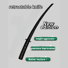 New Retractable 3D Printed Gravity Throwing Sword Plastic Knife Collapsible Sword Hand Stress Relief Weapon Toy - Black - View 1