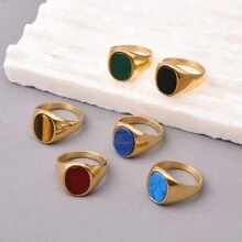 CIREY 18K Retro Flat Stainless Steel Multi-Color Rings, Couple Rings/Valentine's Day Gift - Ring - View 9