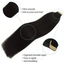Tape In Hair Extensions Human Hair #1B Natural Black 20 Inch 50g 20Pcs Straight Seamless Tape In Invisible Tape In Hair Extensions Human Hair - Natural Black - 查看 2
