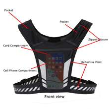 Mochila de corrida mini para homens e mulheres - refletiva, alta visibilidade de 360°, acomoda acessórios e qualquer iPhone, Android, iPad Mini - equipamento leve e ajustável para condicionamento físico, caminhada, ciclismo, trilhas e muito mais!