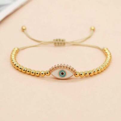 1 件波西米亚风眼饰串珠手链，适合女士日常装饰