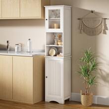 Asofer 67.1"H Bathroom Storage Cabinet With Adjustable Shelves, 2 Doors For Bathroom, Kitchen, Living Room, White - White - View 6