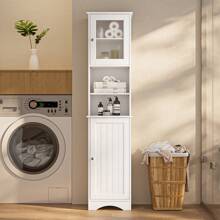 Asofer 67.1"H Bathroom Storage Cabinet With Adjustable Shelves, 2 Doors For Bathroom, Kitchen, Living Room, White - White - View 2