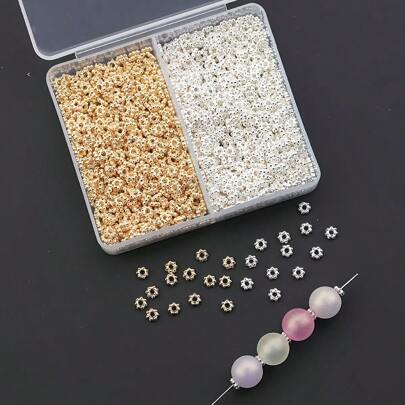 鲜艳的雪花隔珠-200 件/盒-珠宝制作珠子和珠子组合-电镀双色散珠隔珠，用于 DIY 手工编织项链和手链半成品，带有耀眼的点缀